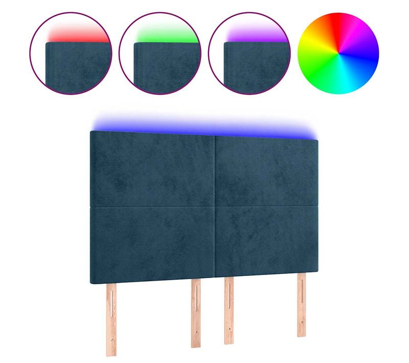 Tête De Lit À LED Bleu Foncé 144x5x118/128 Cm Velours