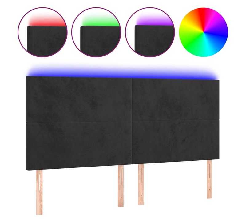 Tête De Lit À LED Noir 160x5x118/128 Cm Velours