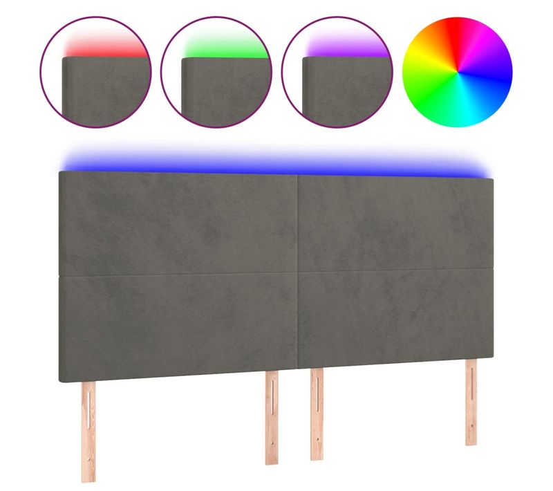 Tête De Lit À LED Gris Foncé 180x5x118/128 Cm Velours