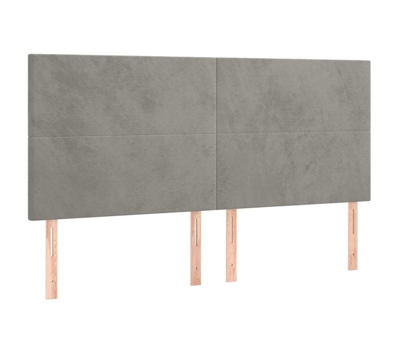 Tête De Lit À LED Gris Clair 200x5x118/128 Cm Velours