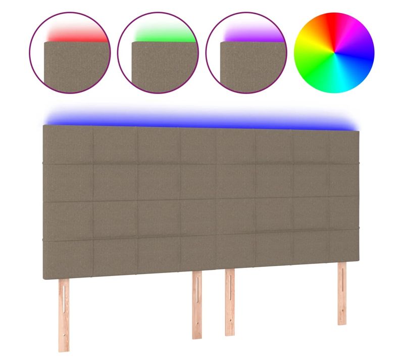 Tête De Lit À LED Taupe 180x5x118/128 Cm Tissu
