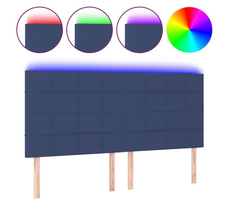 Tête De Lit À LED Bleu 200x5x118/128 Cm Tissu