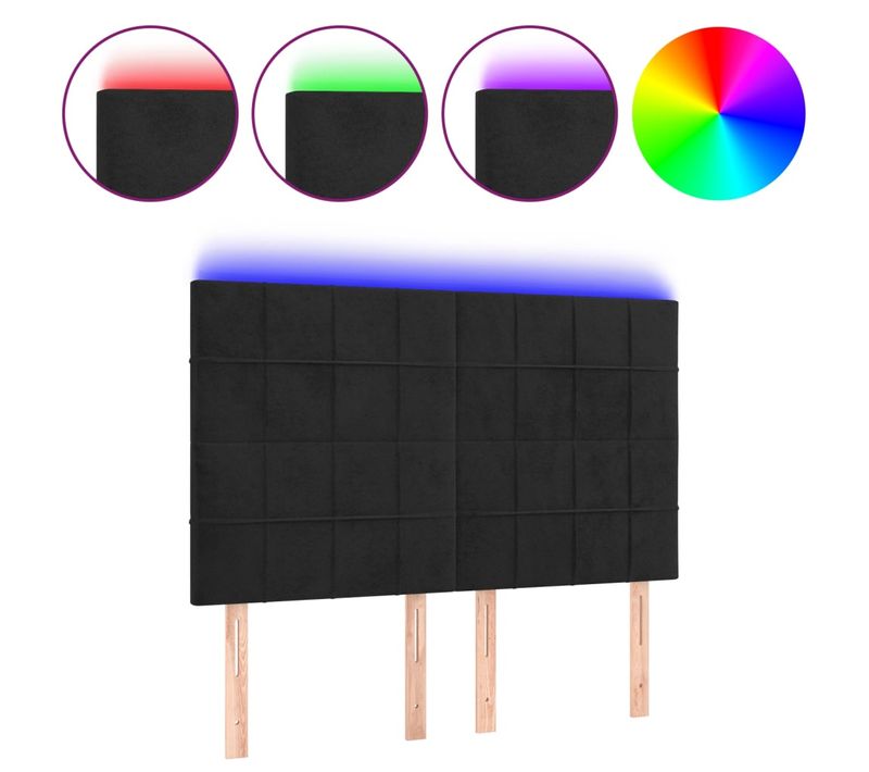 Tête De Lit à LED Noir 144x5x118/128 Cm Velours