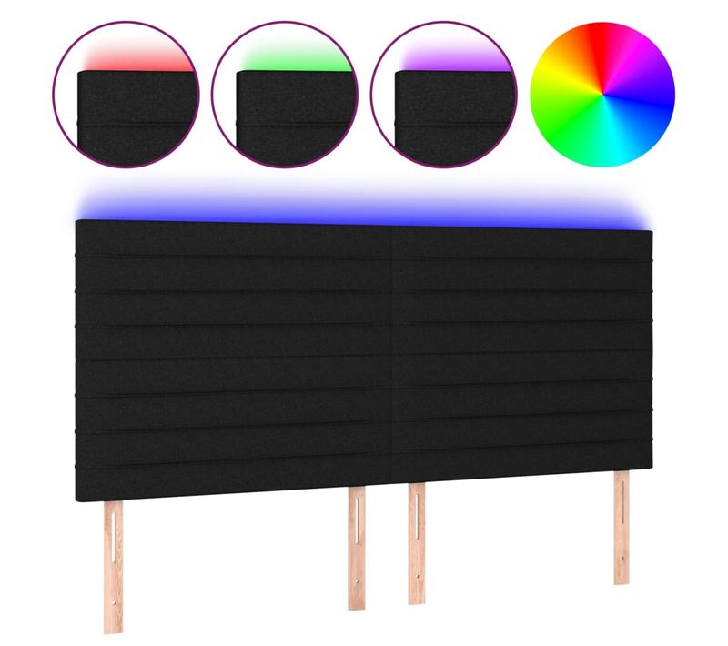 Tête De Lit À LED Noir 200x5x118/128 Cm Tissu