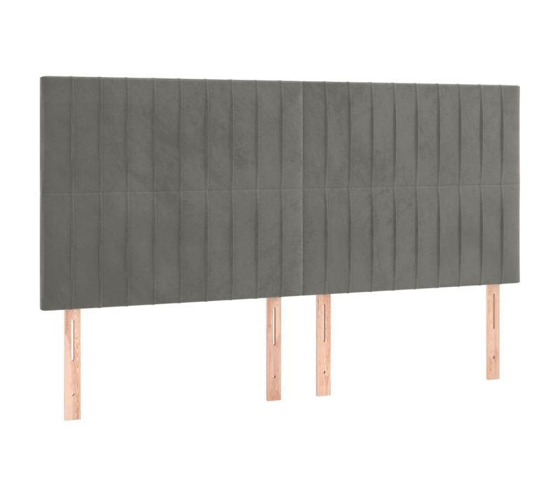 Tête De Lit À LED Gris Clair 200x5x118/128 Cm Velours