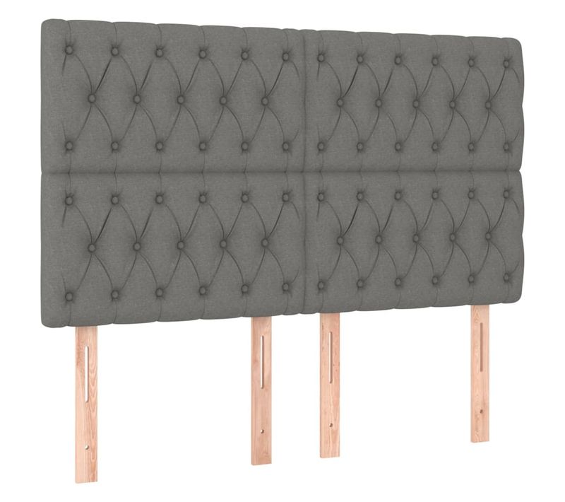 Tête De Lit À LED Gris Foncé 160x7x118/128 Cm Tissu