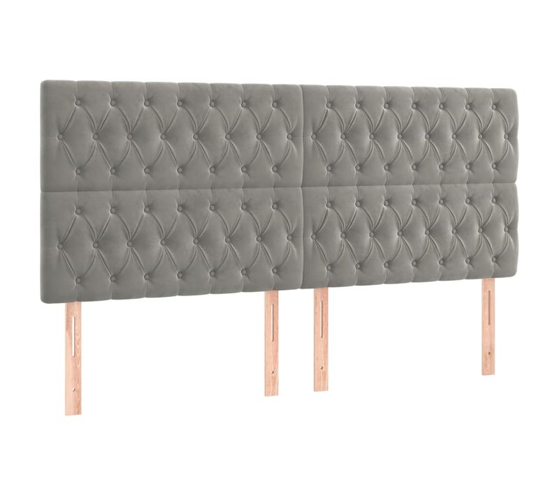 Tête De Lit À LED Gris Clair 200x7x118/128 Cm Velours
