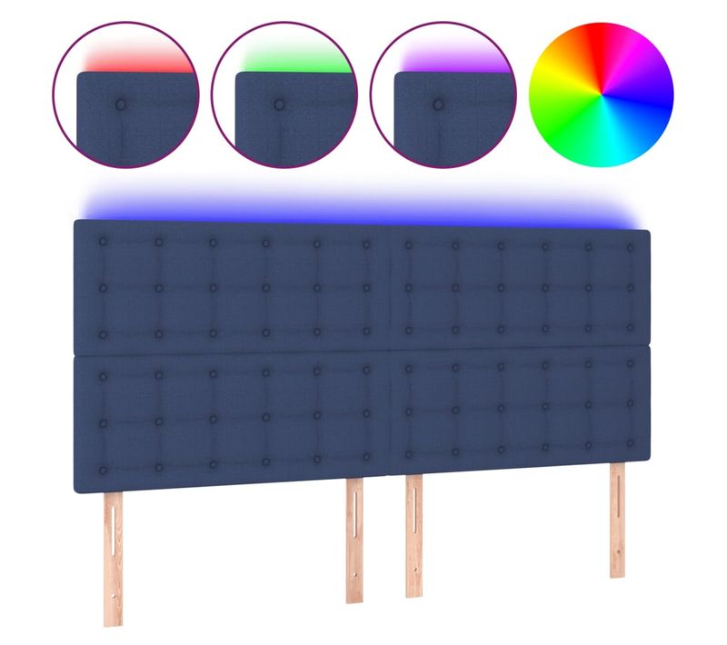 Tête De Lit À LED Bleu 200x5x118/128 Cm Tissu