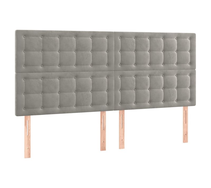 Tête De Lit À LED Gris Clair 200x5x118/128 Cm Velours