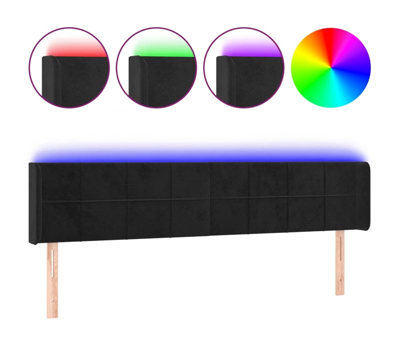 Tête De Lit À LED Noir 203x16x78/88 Cm Velours