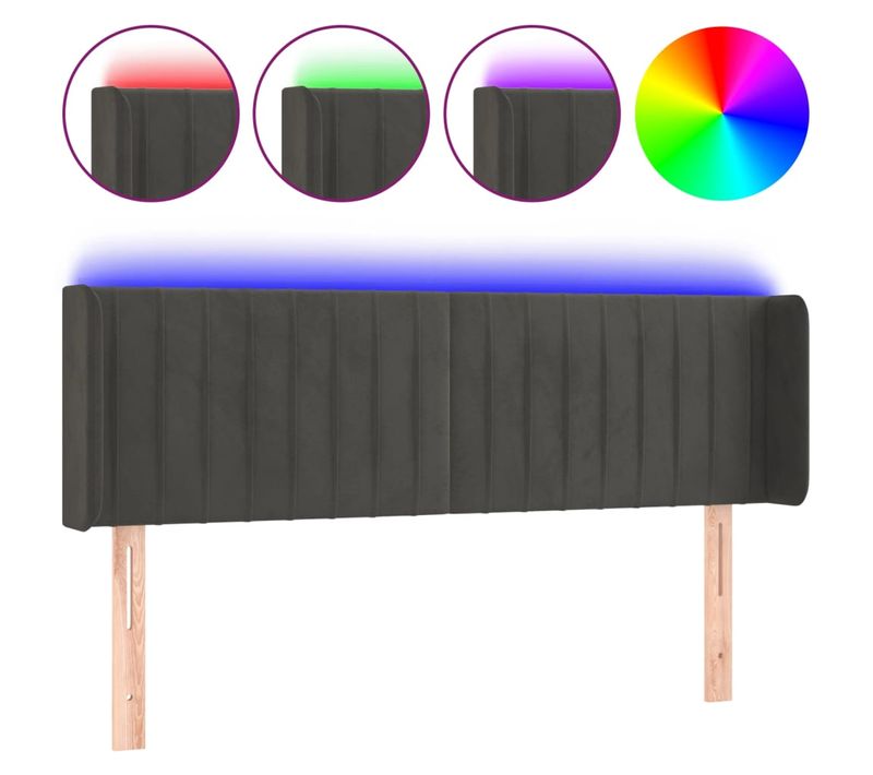 Tête De Lit À LED Gris Foncé 147x16x78/88 Cm Velours
