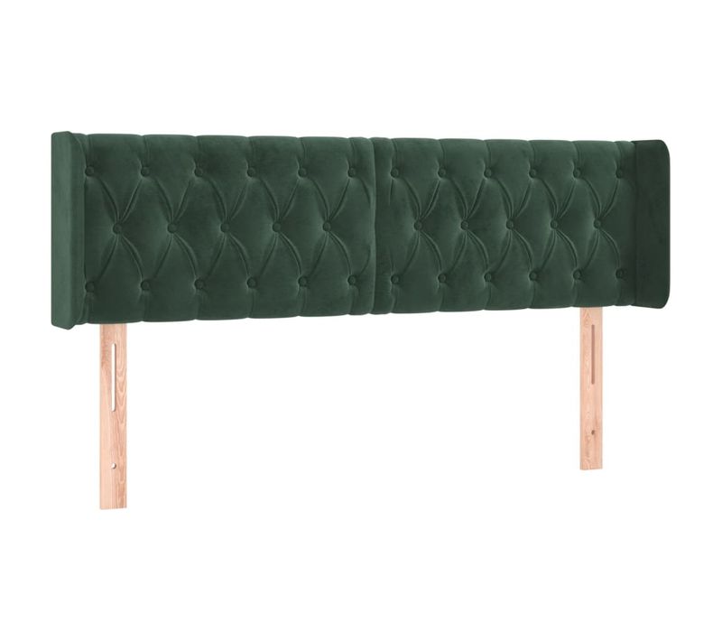 Tête De Lit À LED Vert Foncé 147x16x78/88 Cm Velours