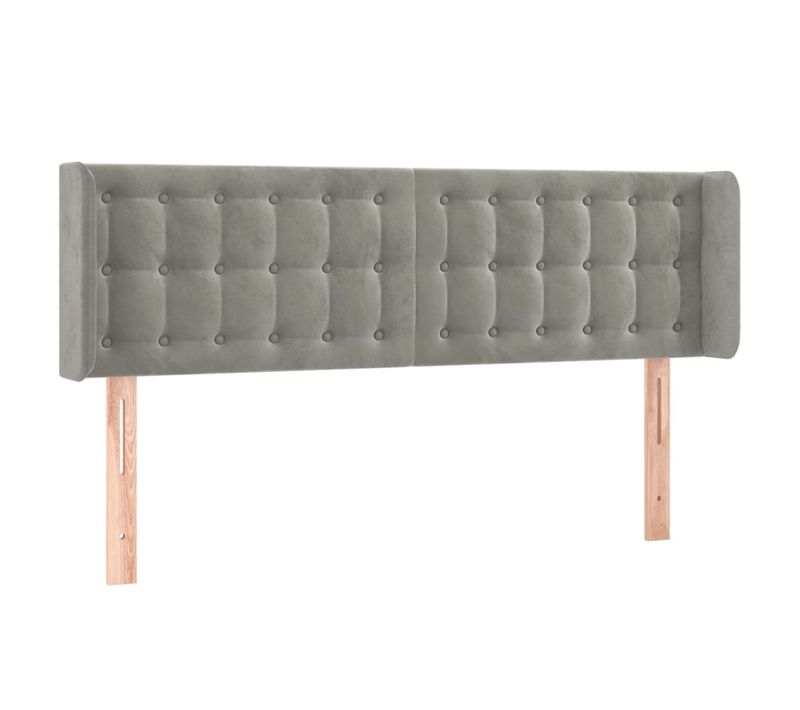Tête De Lit À LED Gris Clair 147x16x78/88 Cm Velours