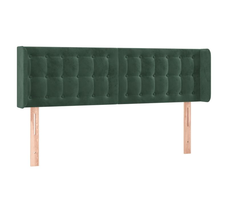 Tête De Lit À LED Vert Foncé 147x16x78/88 Cm Velours