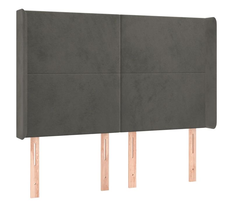Tête De Lit À LED Gris Foncé 147x16x118/128 Cm Velours