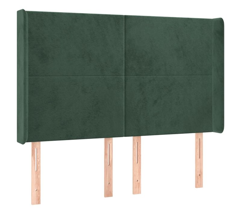 Tête De Lit À LED Vert Foncé 147x16x118/128 Cm Velours