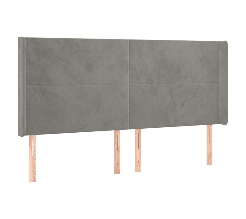 Tête De Lit À LED Gris Clair 183x16x118/128 Cm Velours