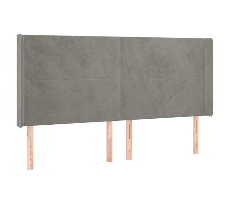 Tête De Lit À LED Gris Clair 203x16x118/128 Cm Velours