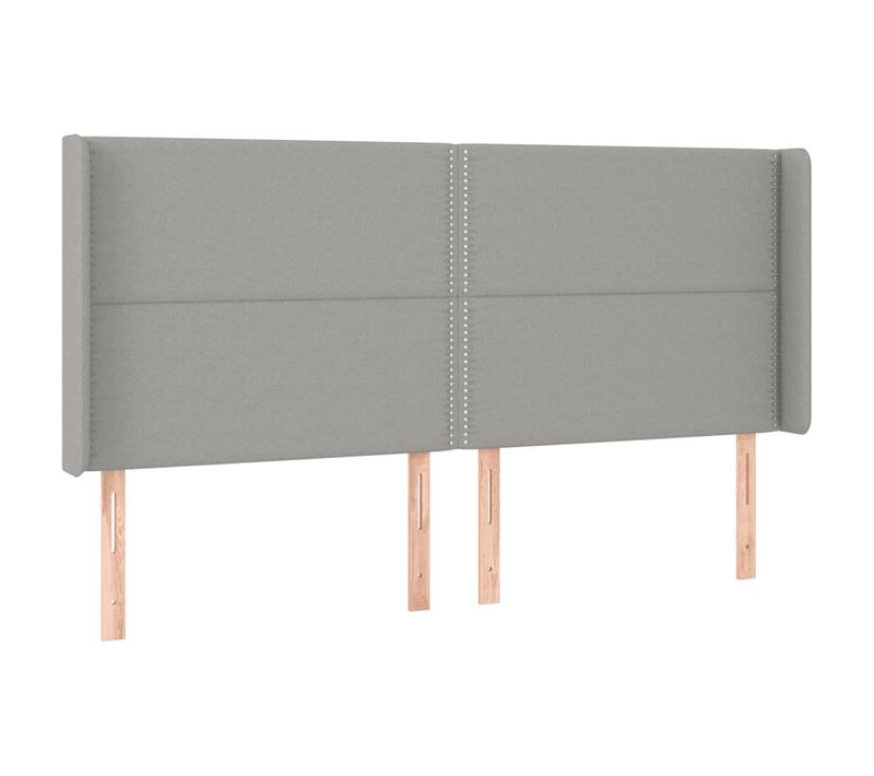 Tête De Lit À LED Gris Clair 203x16x118/128 Cm Tissu
