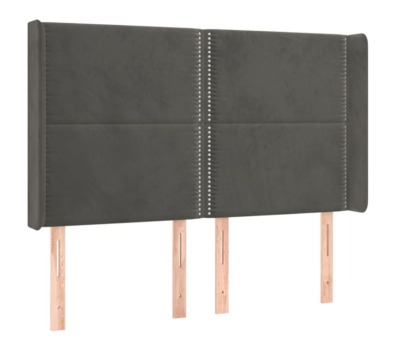 Tête De Lit À LED Gris Foncé 147x16x118/128 Cm Velours