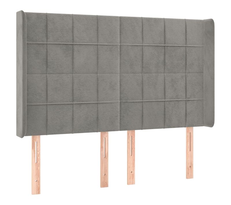 Tête De Lit À LED Gris Clair 147x16x118/128 Cm Velours