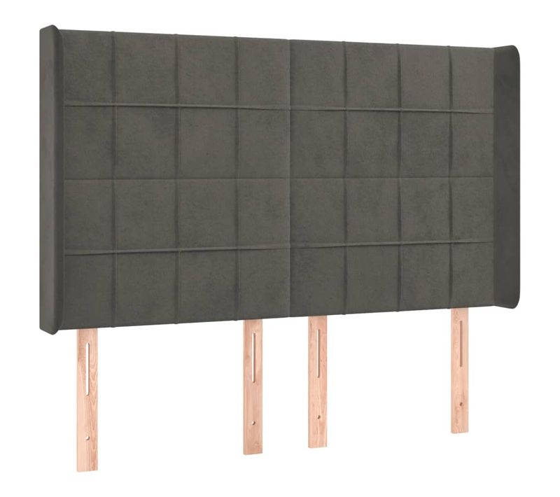 Tête De Lit À LED Gris Foncé 147x16x118/128 Cm Velours