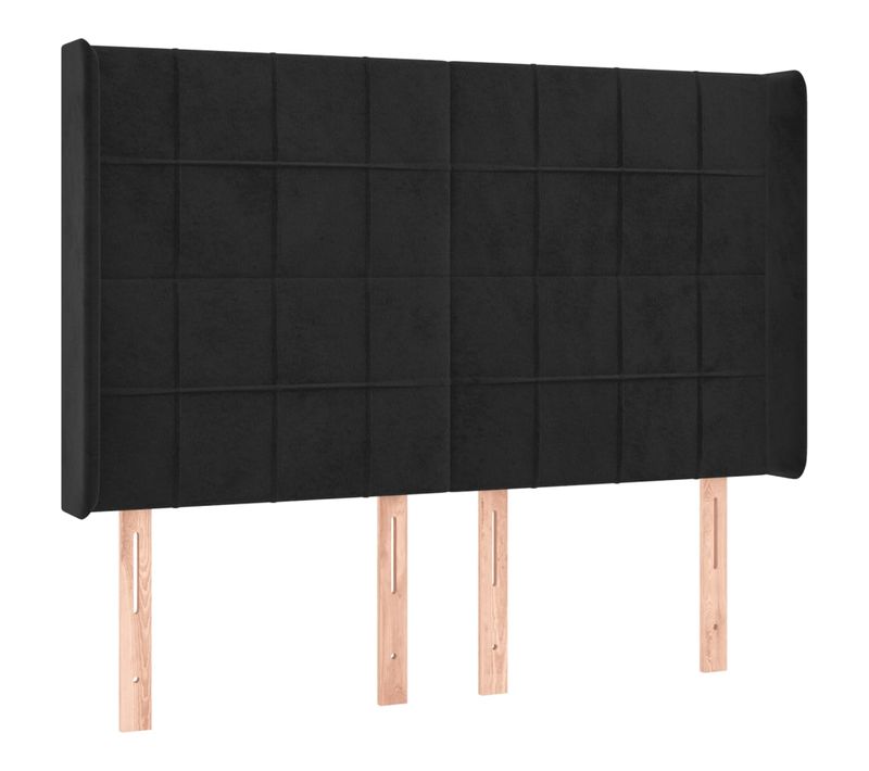 Tête De Lit À LED Noir 147x16x118/128 Cm Velours
