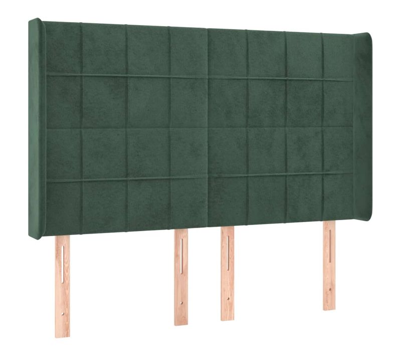 Tête De Lit À LED Vert Foncé 147x16x118/128 Cm Velours