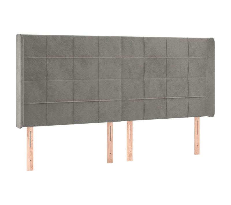 Tête De Lit À LED Gris Clair 183x16x118/128 Cm Velours