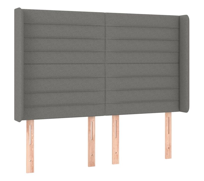 Tête De Lit À LED Gris Foncé 147x16x118/128 Cm Tissu