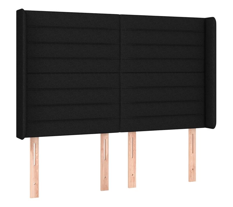 Tête De Lit À LED Noir 147x16x118/128 Cm Tissu