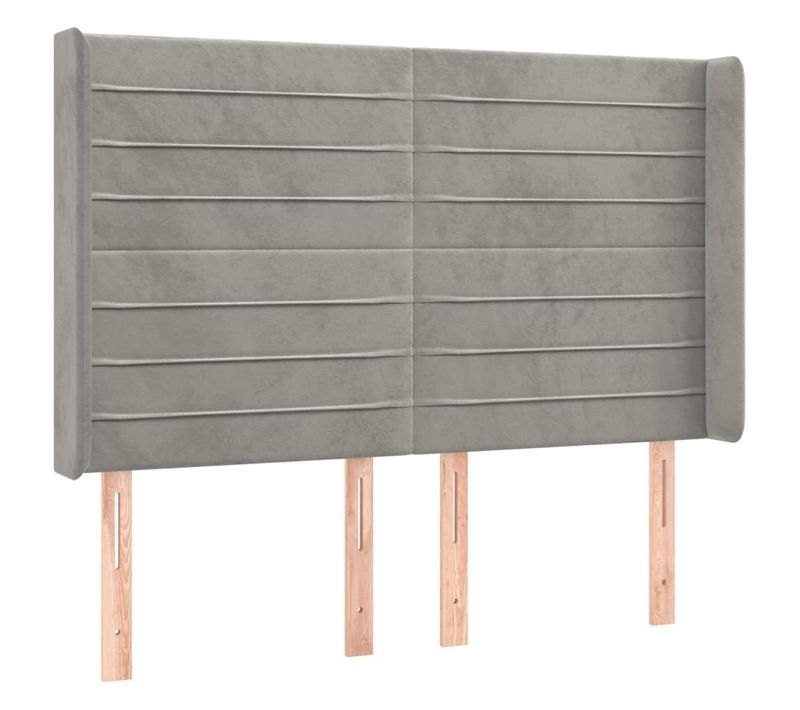 Tête De Lit À LED Gris Clair 147x16x118/128 Cm Velours