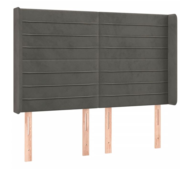 Tête De Lit À LED Gris Foncé 147x16x118/128 Cm Velours