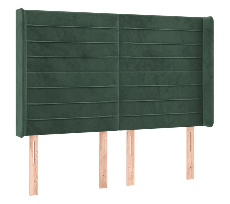 Tête De Lit À LED Vert Foncé 147x16x118/128 Cm Velours