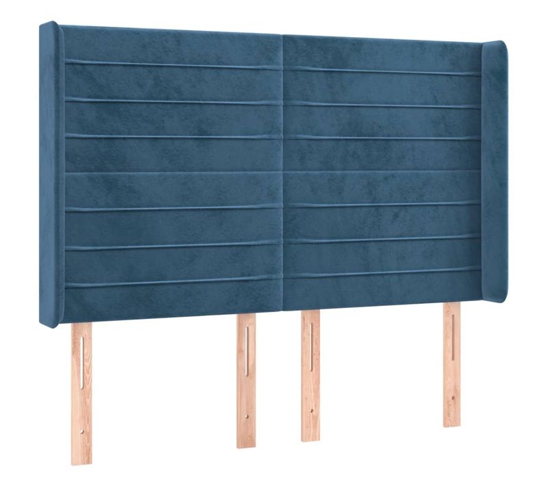 Tête De Lit À LED Bleu Foncé 147x16x118/128 Cm Velours