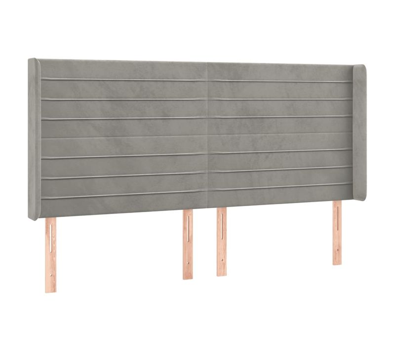 Tête De Lit À LED Gris Clair 203x16x118/128 Cm Velours