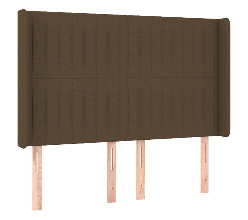 Tête De Lit À LED Marron Foncé 147x16x118/128 Cm Tissu