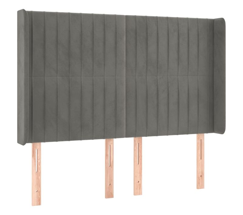 Tête De Lit À LED Gris Clair 147x16x118/128 Cm Velours