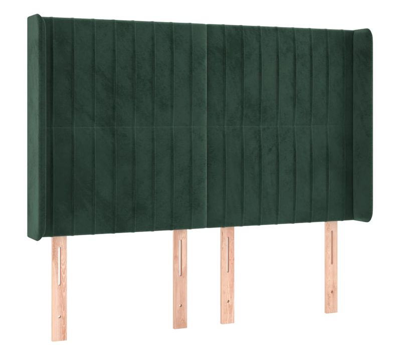 Tête De Lit À LED Vert Foncé 147x16x118/128 Cm Velours