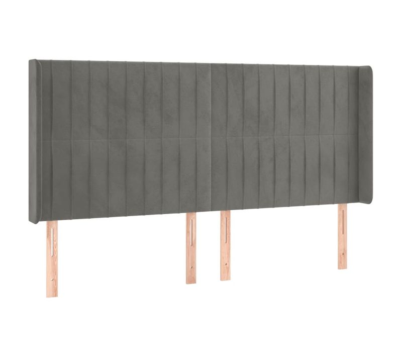 Tête De Lit À LED Gris Clair 183x16x118/128 Cm Velours