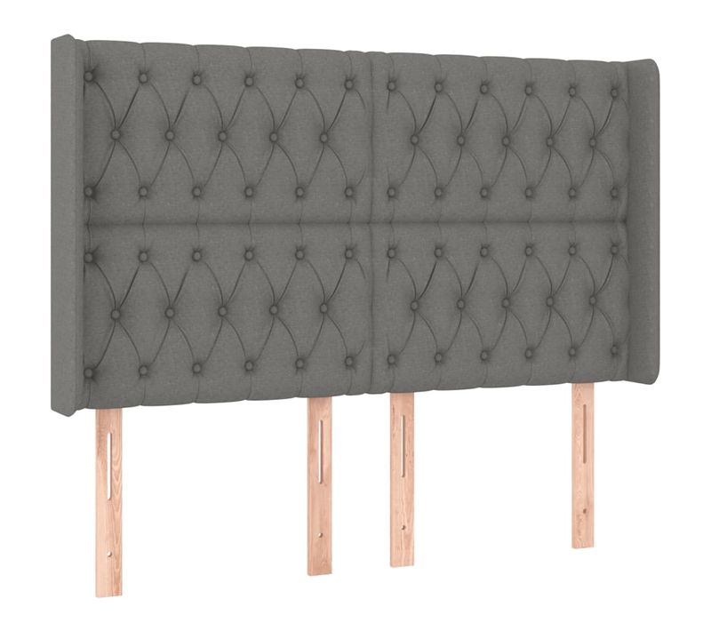 Tête De Lit À LED Gris Foncé 147x16x118/128 Cm Tissu