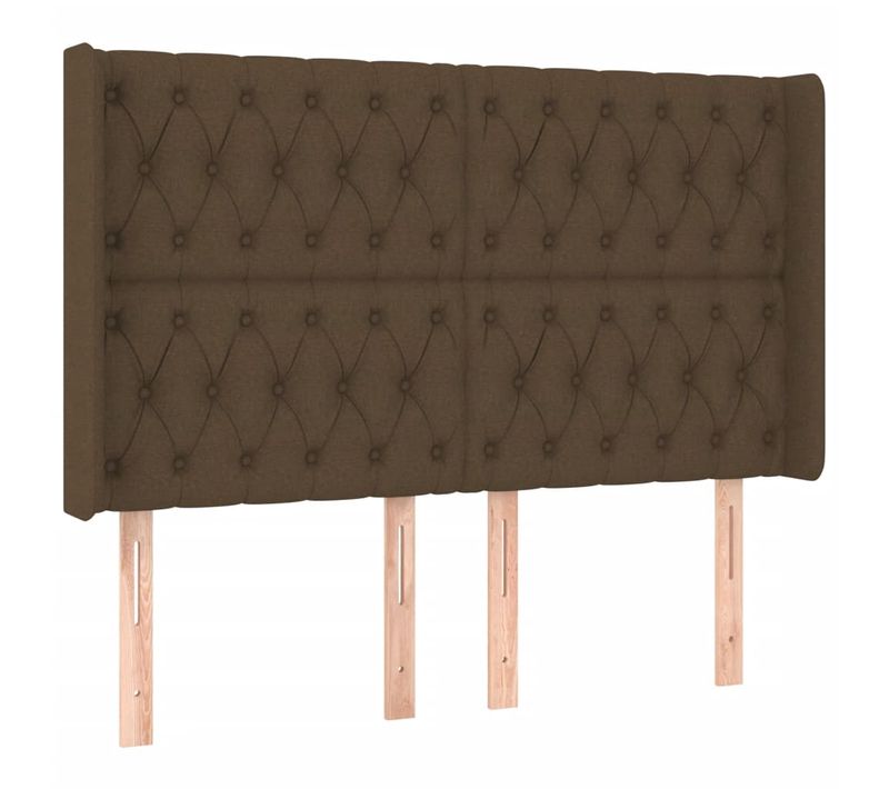 Tête De Lit À LED Marron Foncé 147x16x118/128 Cm Tissu