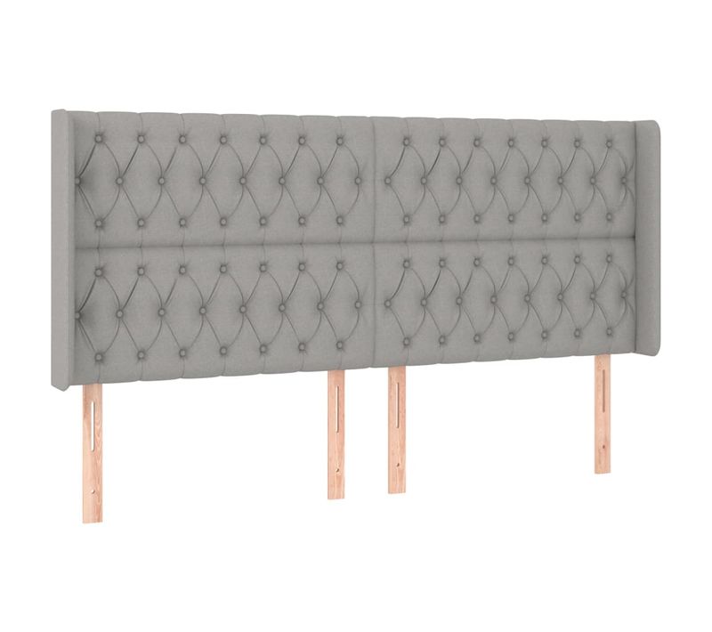 Tête De Lit À LED Gris Clair 203x16x118/128 Cm Tissu