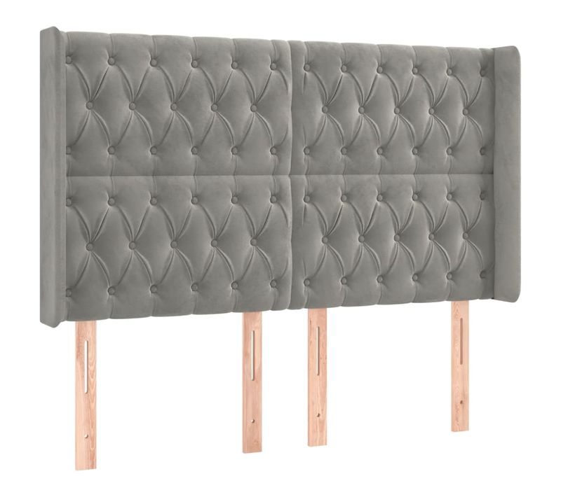 Tête De Lit À LED Gris Clair 147x16x118/128 Cm Velours