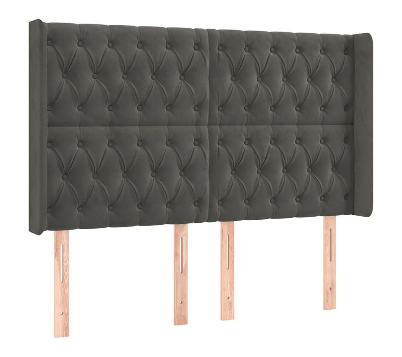 Tête De Lit À LED Gris Foncé 147x16x118/128 Cm Velours