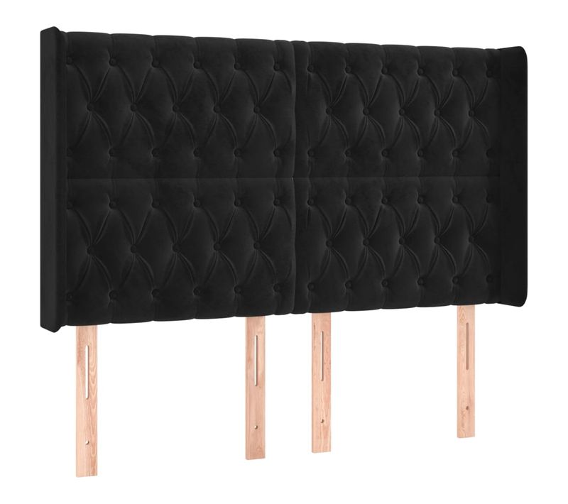 Tête De Lit À LED Noir 147x16x118/128 Cm Velours