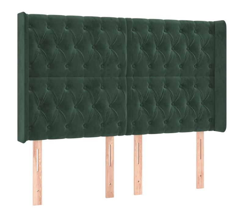 Tête De Lit À LED Vert Foncé 147x16x118/128 Cm Velours