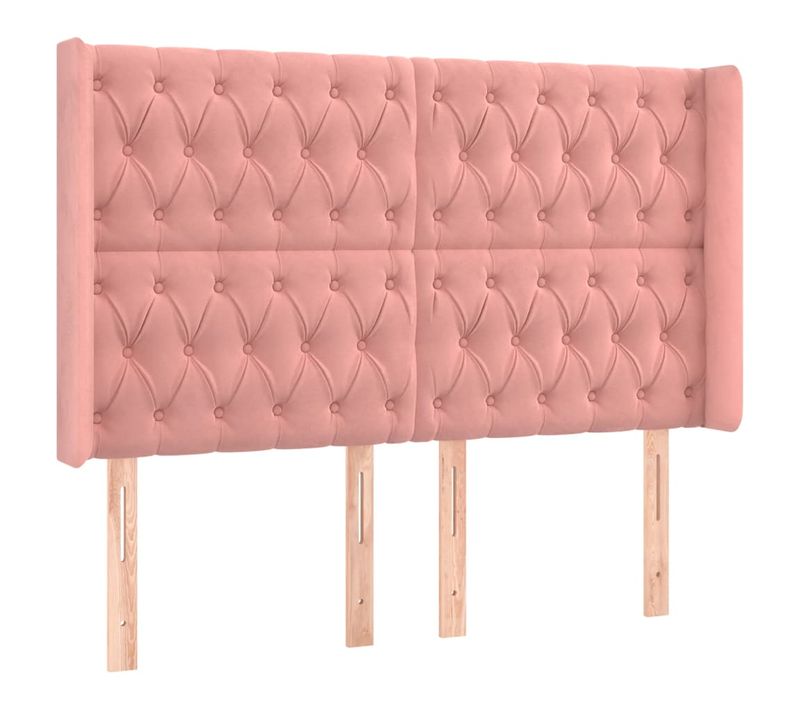 Tête De Lit À LED Rose 147x16x118/128 Cm Velours