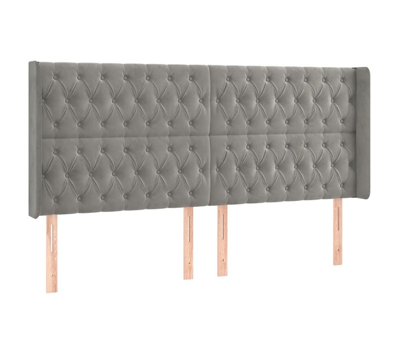 Tête De Lit À LED Gris Clair 183x16x118/128 Cm Velours