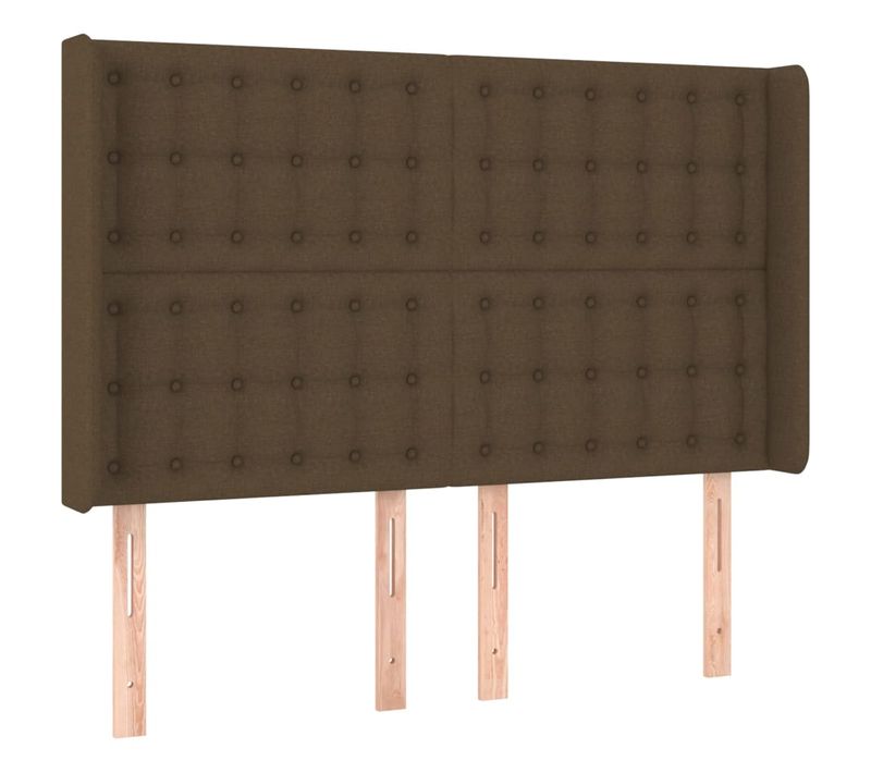 Tête De Lit À LED Marron Foncé 147x16x118/128 Cm Tissu